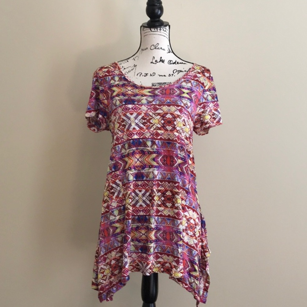 Cable & Gauge blouse large short sleeve tunic